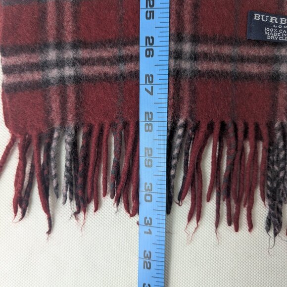 BURBERRY London Classic Nova Check Knit 100% Cashmere Neck Warmer Maroon SCARF - Picture 7 of 8